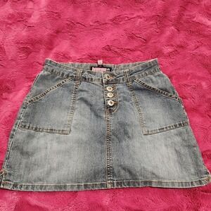 Bubblegum USA Y2K Denim Mini Skirt Button Front Pockets‎ Size 3/4 Vintage